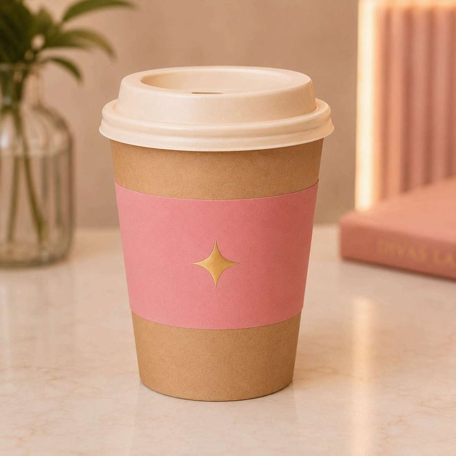 Vaso para llevar de Divas Lash Café con estrella dorada